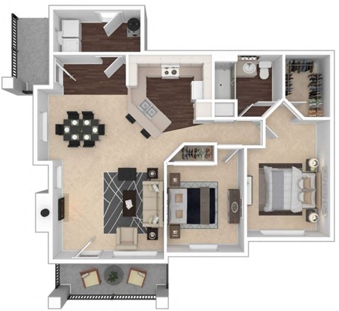 Clocktower Village 2x1 3D floor plan